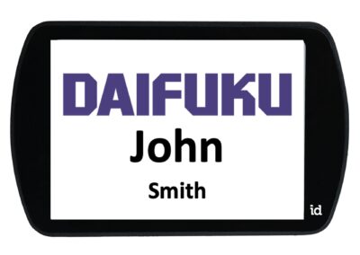 id badge artwork mock-up image with made up name