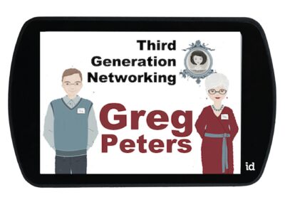 id badge mock up image with Greg Peters name