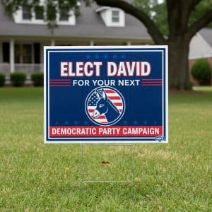 AI generated election lawn sign with the words elect david for your next democratic party campaign